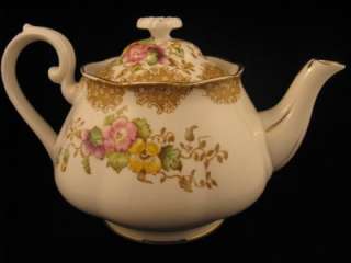 RARE Royal Albert Brown LOVELACE Small Teapot w/ Damage  