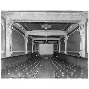   of motion picture theatre,interior,#5,c1909,Lighting,seats,screen,isle