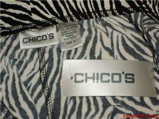 CHICOS Long Skirt Size 3 NWT NEW Black Ecru Ivory Zebra Animal Print 
