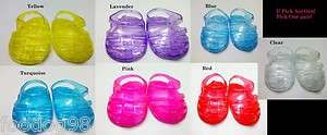 Jellies Jelly Sandals Shoes 18 American Girl Doll Pink blue clear 