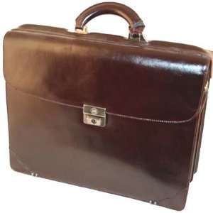  Mancini Burgundy Leather Triple Compartment Briefcase 