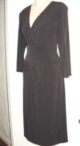   Black Long Sleeve Wrap Front Washable Jersey Dress Size 4  