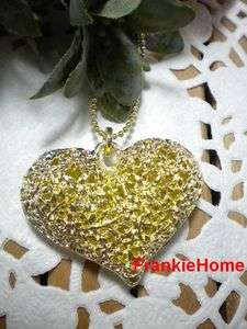 New Fashion 3D Big Hollow Heart Pendant Necklace Gold  