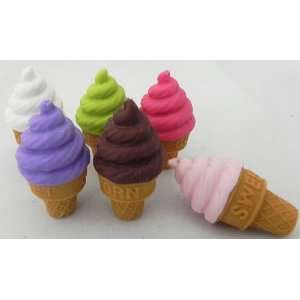  Japanese Iwako Puzzle Erasers   Set of 6 Ice Cream Cones 