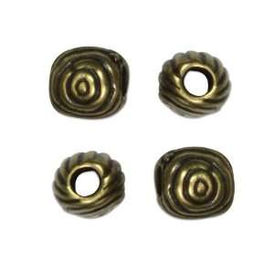  Antiqued Brass Plated Round Spacer Beads Spirals 5.5mm (2 