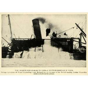  1911 Print Dredging British Warship Lutine Treasure 