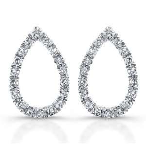  14k White Gold Diamond Teardrop Earrings Jewelry