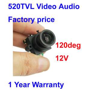 8mm lense 520TVL High Video Audio 120deg Mini CCTV Color hidden 