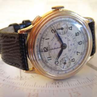 Rare Vintage Swiss Made MONOPULSANTE CHRONOGRAPH 1940s DIAL 17 JEWELS 