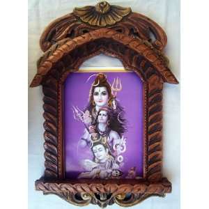 Lord Shiva originating from Lord Bal Krishna poster painting in Wood 