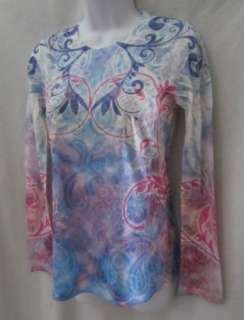 LAURA ASHLEY ACTIVE New Purple Pink Blue White Long Sleeve Shirt Top 