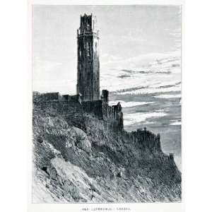   Tower Lerida Spain   Original Halftone Print