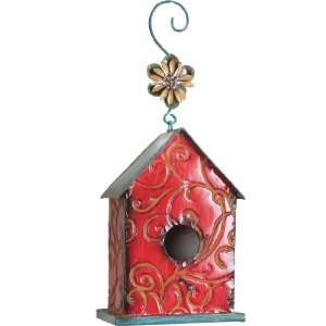  Wilco Imports Metal Red Decorative Bird House with a Blue 