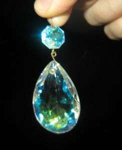   Vintage AB Aurora Borealis glass Crystal Prism Lamp Chandelier Part