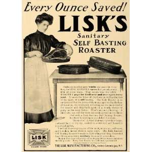 1906 Ad Lisk Mfg Sanitary Self Basting Roaster Meat   Original Print 