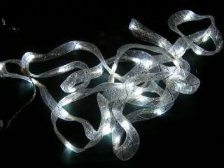 LED BATTERY Sheer Ribbon WHITE Fairy/Lights 14 feet  