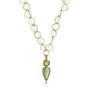  Metaform Green Tourmaline 18k Gold Chain Diamond Pendant Jewelry