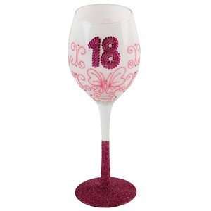  18th Birthday Pink & White Celebration Wine Glass Office 