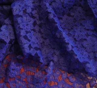 Vintage Royal Blue Mantilla Lace Fabric 7.25 x 4 yds  