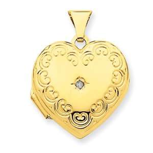  14k Domed Diamond Heart Locket Jewelry