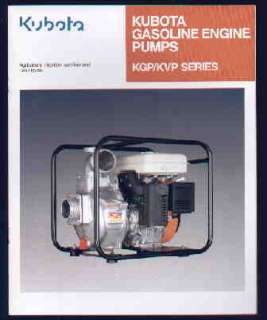 Kubota KGP KVP Gasoline Engine Pump Brochure 92  