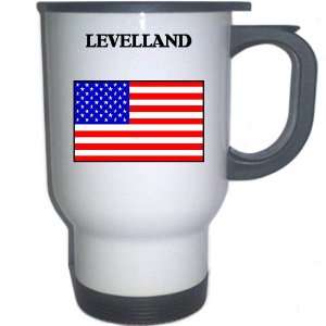  US Flag   Levelland, Texas (TX) White Stainless Steel Mug 