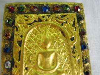  UNIQUE GOLD 22K jeweled coated clay Phra Somdej b KING RAMA I V  