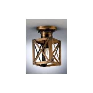   Suffolk 1 Light Outdoor Flush Mount in Antique Brass with Clear glass