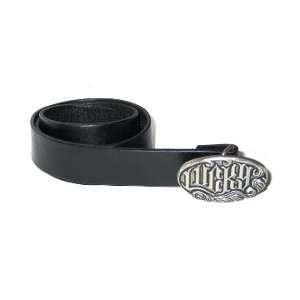  Leather Belt in Black with Silver Logo Buckle 1.5 width   Ladies 