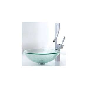  Kraus Clear Glass Vessel Sink 12mm and Millennium Faucet 