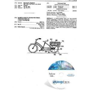  NEW Patent CD for BASKET CARRYING FRAME FOR THREE WHEELED VEHICLES 