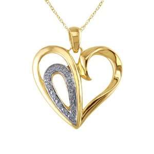  Diamond Yellow Gold Heart Shaped Pendant Jewelry