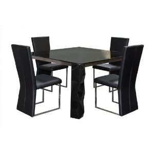   Black 5PC Glass Top Dining Table with Side Chairs