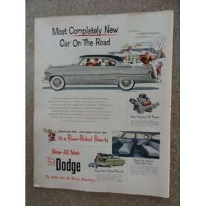 Dodge v eight coronet diplomat, Vintage 50s full page print ad. (car 