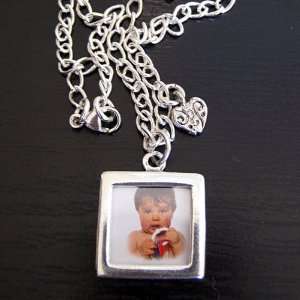  Silver Photo Frame Necklace   Double Sided Jewelry