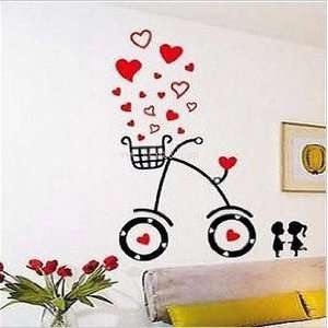   Heart Kiss Lover Bike removable Vinyl Mural Art Wall Sticker Decal