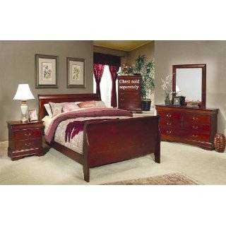 4pc Full Size Sleigh Bedroom Set Louis Philippe Style in Cherry Finish