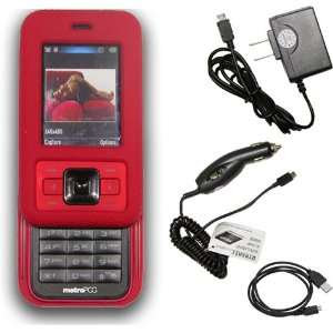  **COMBO** Kyocera Laylo M1400 Red Silicone Skin Case 