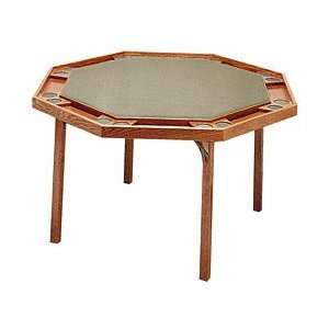 Octagon Poker Table with Ranch Oak Finish & Green Vinyl Top  
