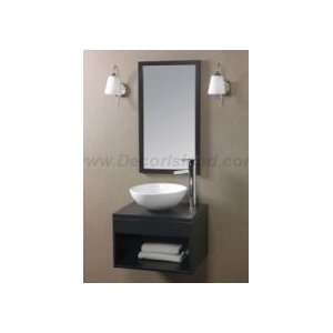   Mount Bathroom Vanity Set W/ Round Ceramic Vessel & Wood Framed Mirror