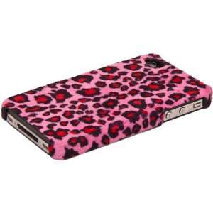   iPhone 4 & 4S Electric Pink Leopard Print Faux Fur Snap On Case Cell