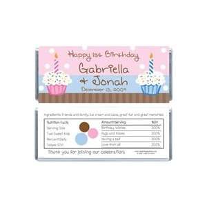 BD288twins   Twin Cupcakes Birthday Candy Bar Wrappers  