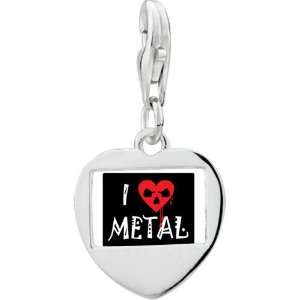   Sterling Silver Gold Plated Music I Love Metal Photo Heart Frame Charm
