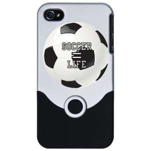   iPhone 4 or 4S Slider Case Silver Soccer Equals Life 