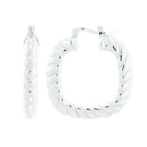    Sterling Silver Electroform Cable Twist Hoop Earrings Jewelry