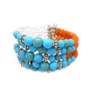  Fashion Jewelry ~ Turquoise Orange and Clear Beads 