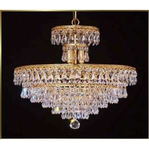 Small Crystal Chandelier, 7400 E 20, 9 lights, 24Kt Gold, 20 wide X 