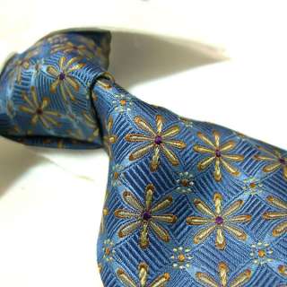 Luxury Seven fold handmade silk tie SF064,blue floral  