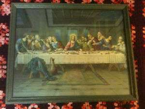 Antique Brunozetti Print Last Supper Frame w/Glass  