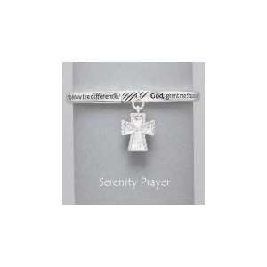  Silver Serenity Prayer Bracelet with Cross Jewelry